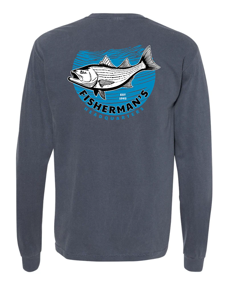 Fish Heads Bass Water Lines Comfort Colors Long Sleeve - Image 2