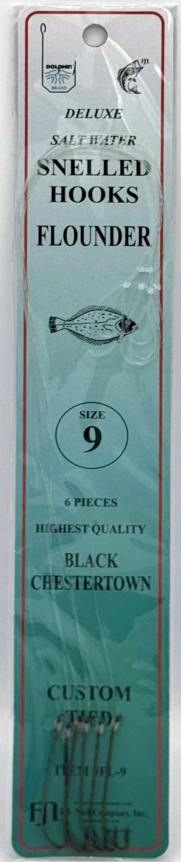 Dolphin FL-9 Chestertown #9 Black 6pk Snelled Flounder Hook