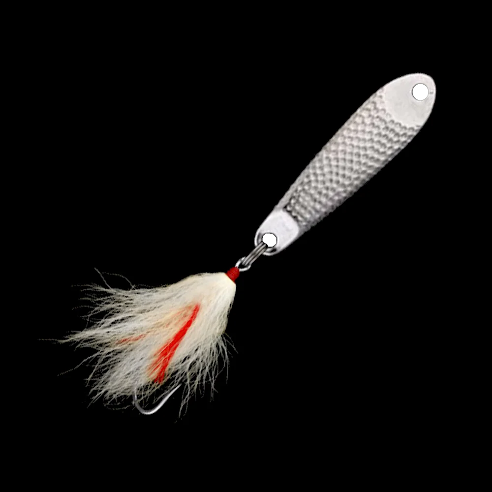 Hopkins Shorty Hammered Spoon w/ Bucktail Single "J" Hook Stainless Steel