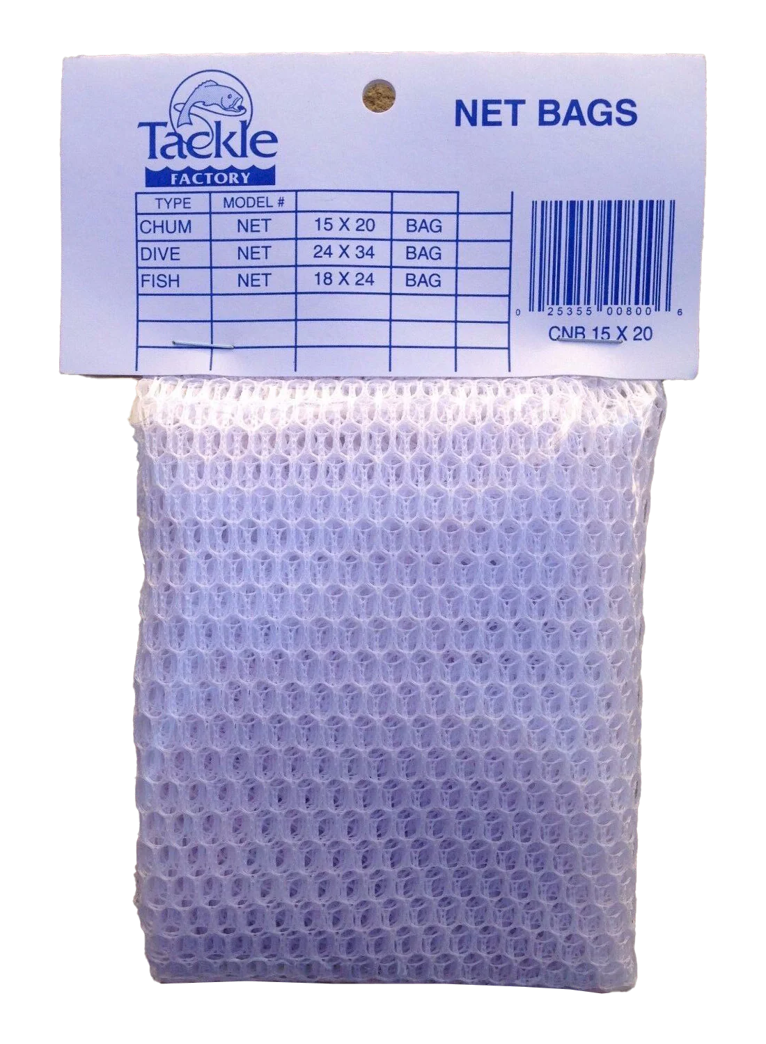 Tackle Factory CNB-CHUM Mesh Bag 15" x 20" White 1/4" Mesh